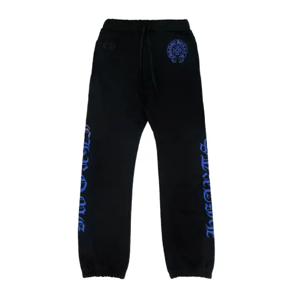 Chrome Hearts Blue Horseshoe Script Sweatpants Black
