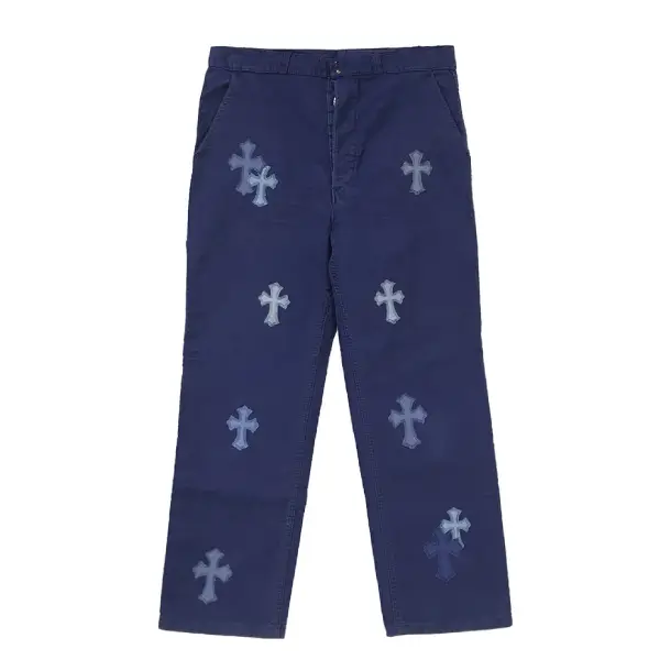 Chrome Hearts Cross Patch Blue Leather Carpenter