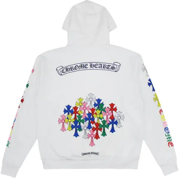 Chrome Hearts Multi Color Cross White Hoodie