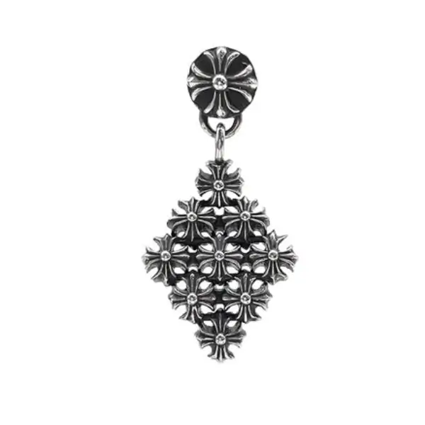 CH Silver Cross Dangle Earring Drop